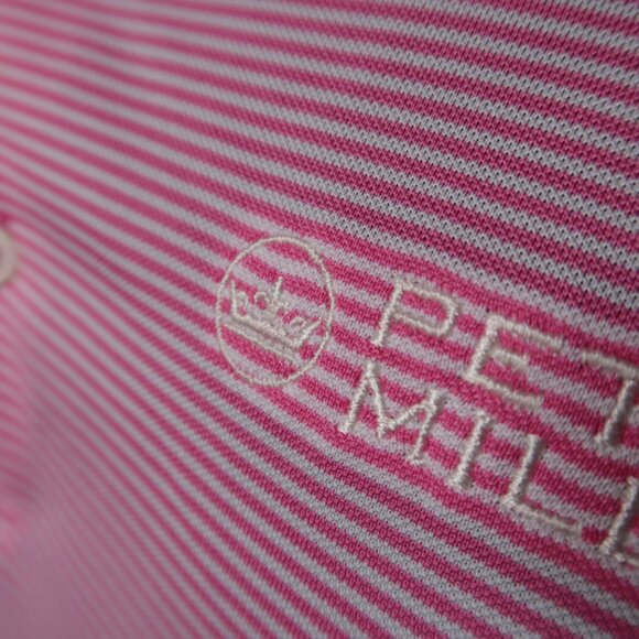 Peter Millar Pink Striped Performance Polo (L) ⛳️ - Picture 9 of 9
